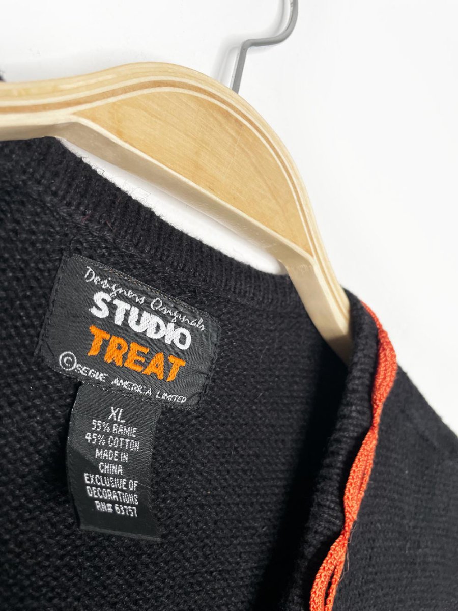 vintage studio treat ramie - cotton sequin black cat vest | halloween | designers originals - good market thrift store