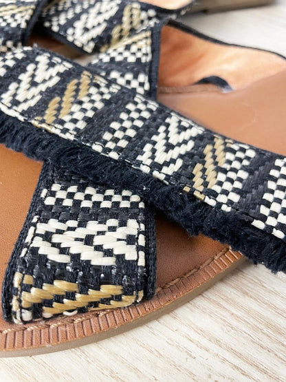 toms viv woven fringe criss cross sandal - good market thrift store