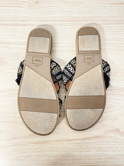 toms viv woven fringe criss cross sandal - good market thrift store