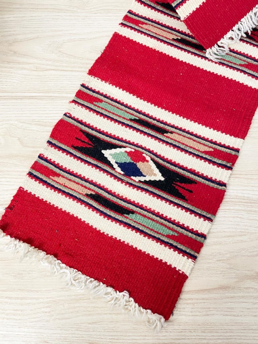 vintage 70s kilim wool rug / runner / wall hanging - good market thrift store