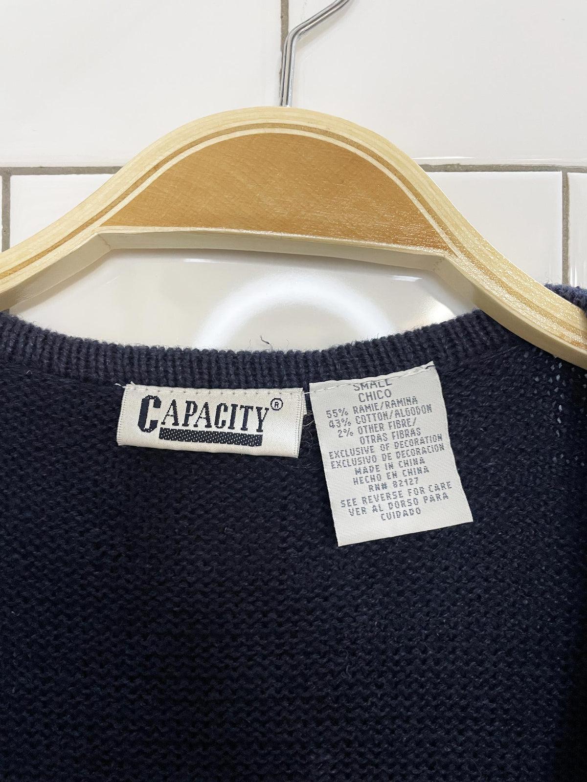 vintage capacity ramie-blend fall farmers market knit vest
