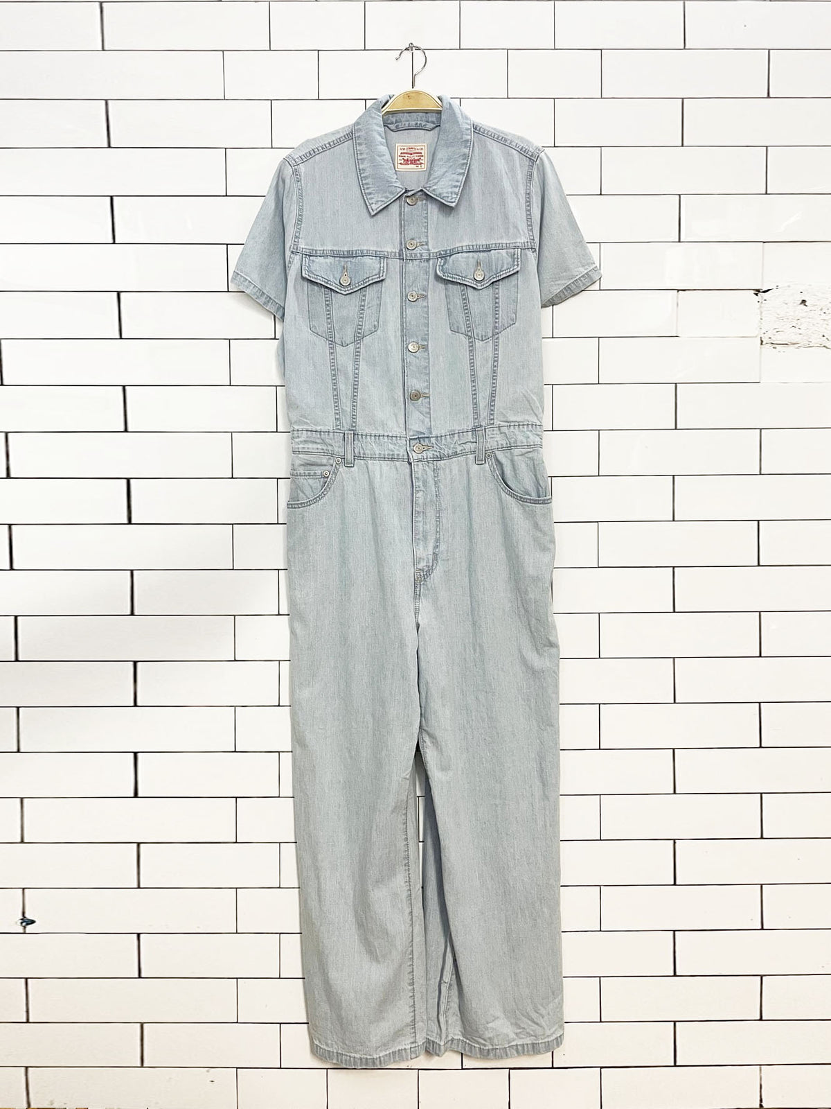 levi's type III soft lightweight wide leg denim jumpsuit coveralls