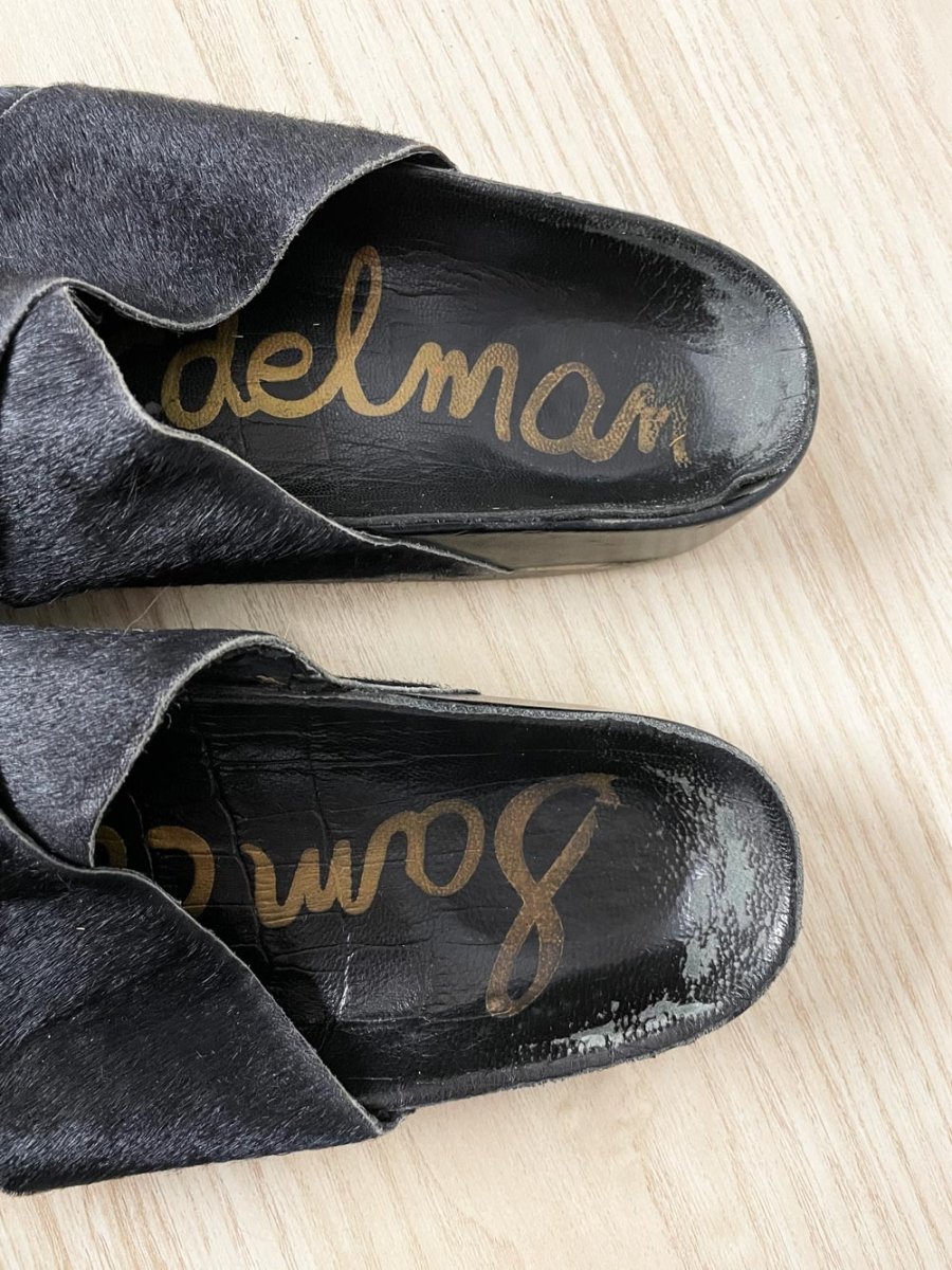 sam edelman adora calf hair criss cross leather sandal - good market thrift store