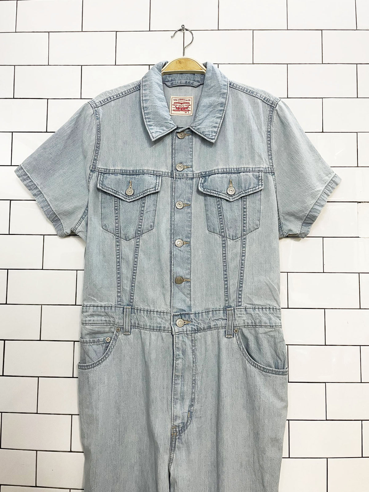 levi's type III soft lightweight wide leg denim jumpsuit coveralls