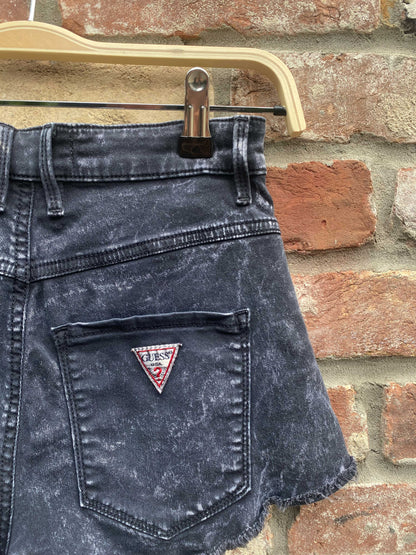 guess black acid wash cut off denim shorts