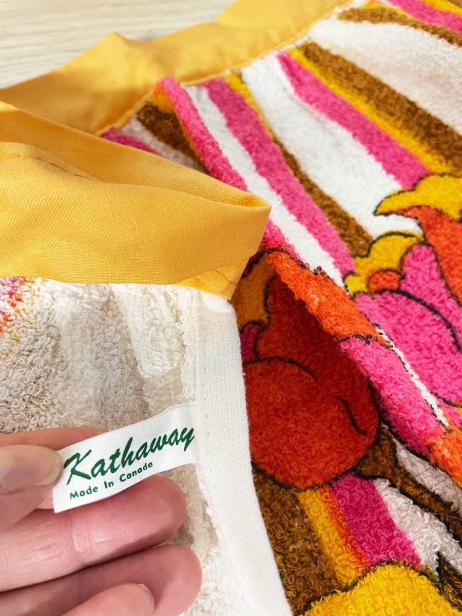 vintage 70s kathaway floral terry apron + cloth set - good market thrift store