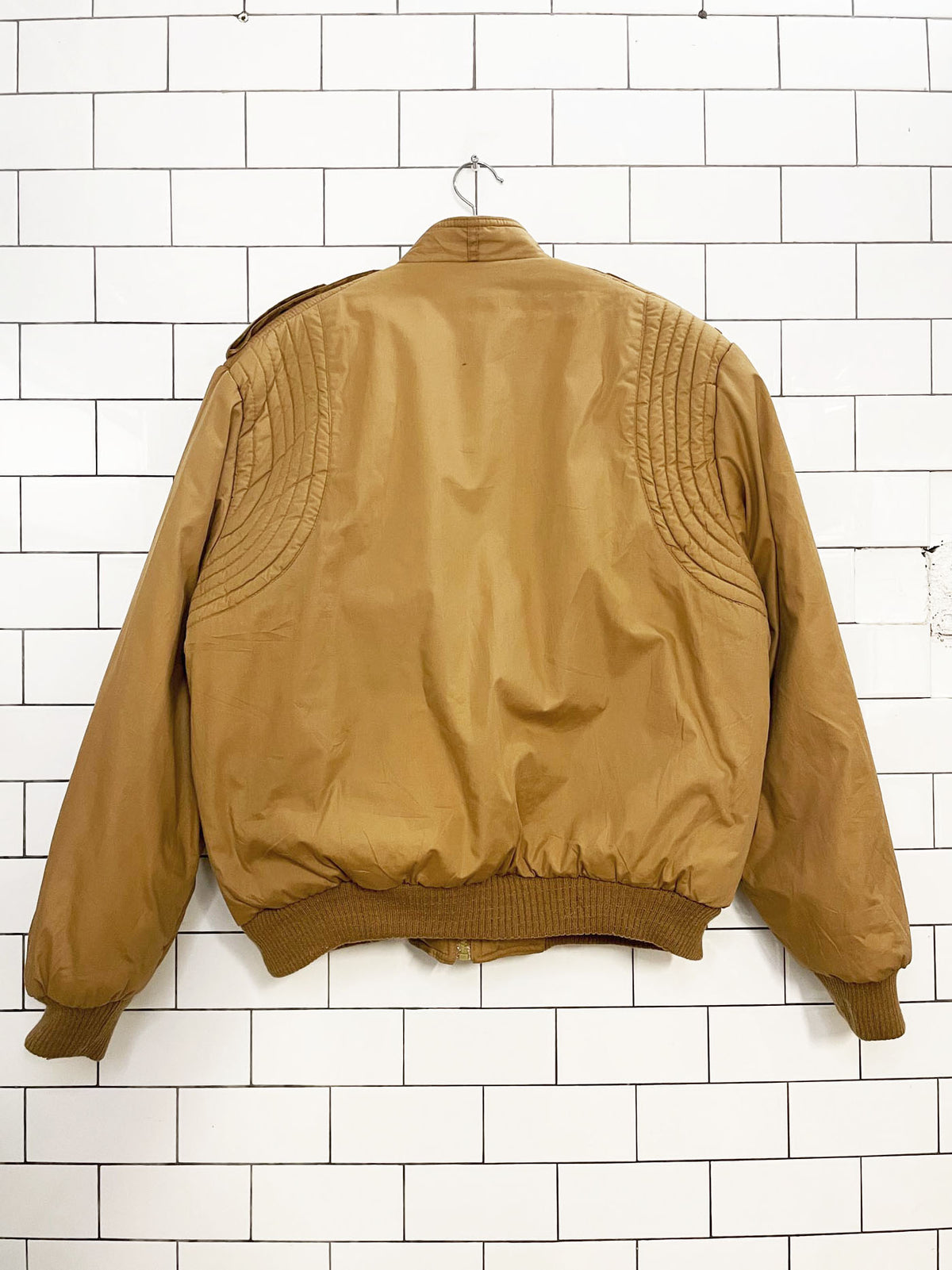 vintage 80s cortina quilted shoulder bomber jacket