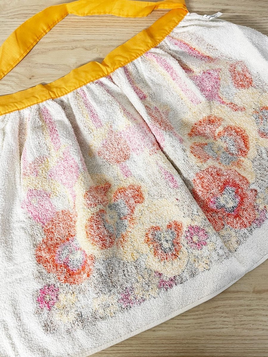 vintage 70s kathaway floral terry apron + cloth set - good market thrift store