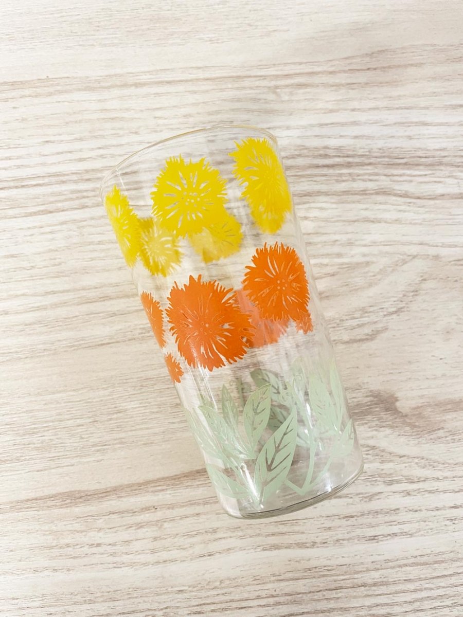 vintage retro floral small glass cup - good market thrift store