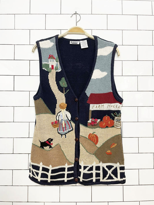 vintage capacity ramie-blend fall farmers market knit vest