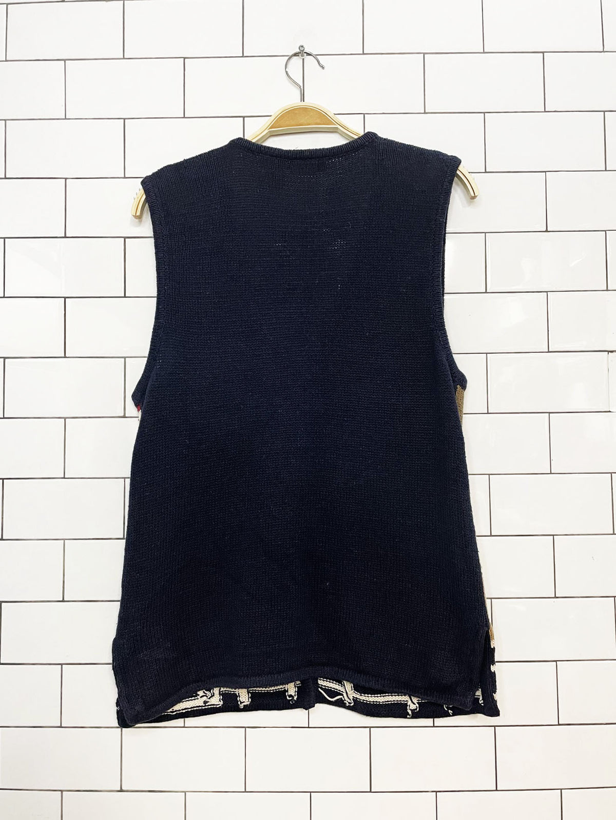 vintage capacity ramie-blend fall farmers market knit vest