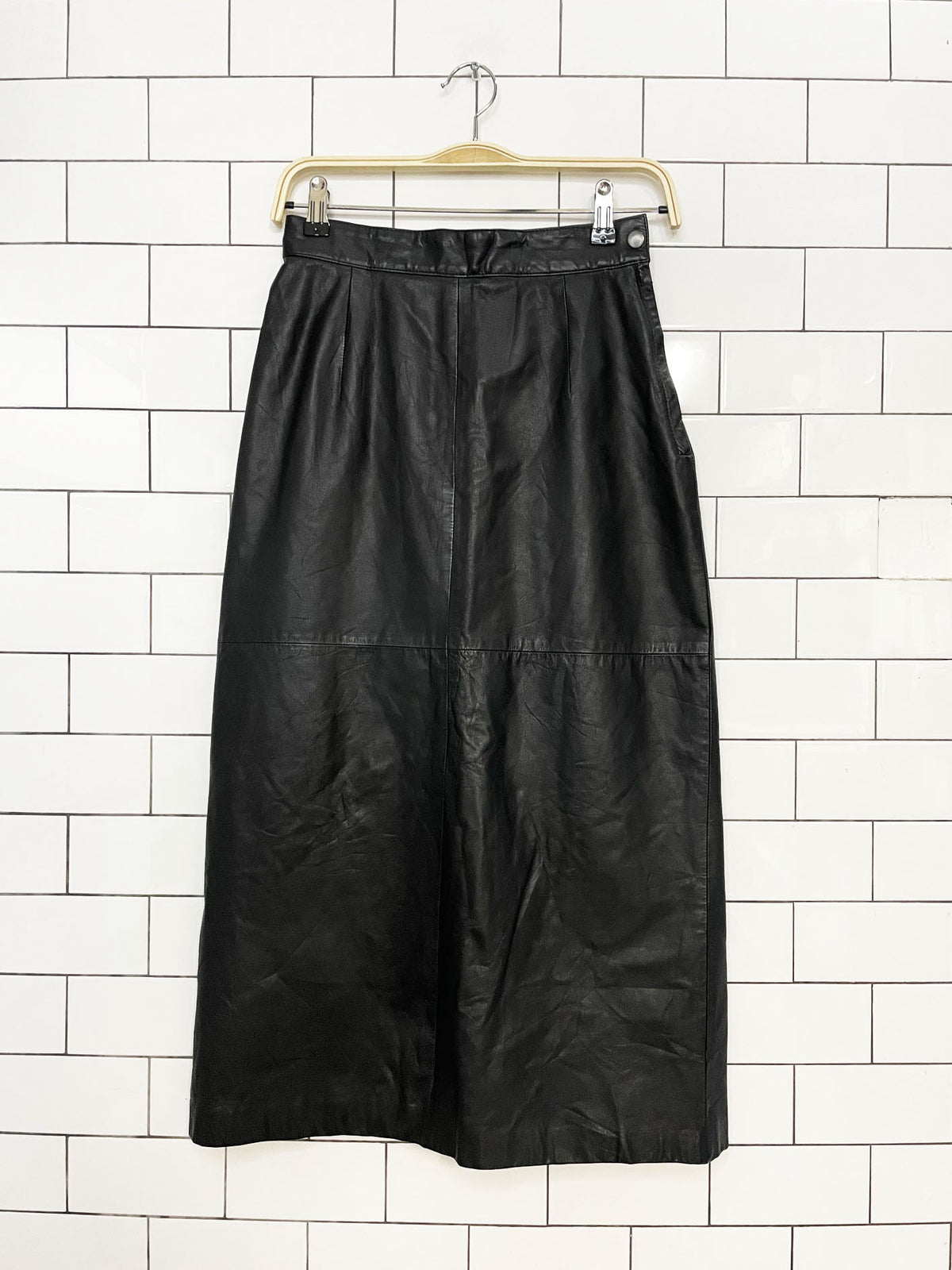 vintage leathers by tibor leather a-line midi skirt