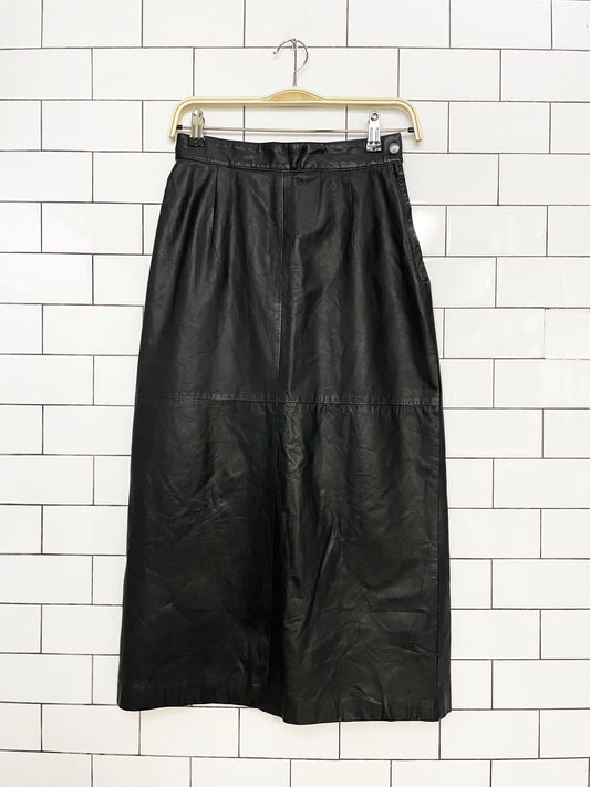 vintage leathers by tibor leather a-line midi skirt
