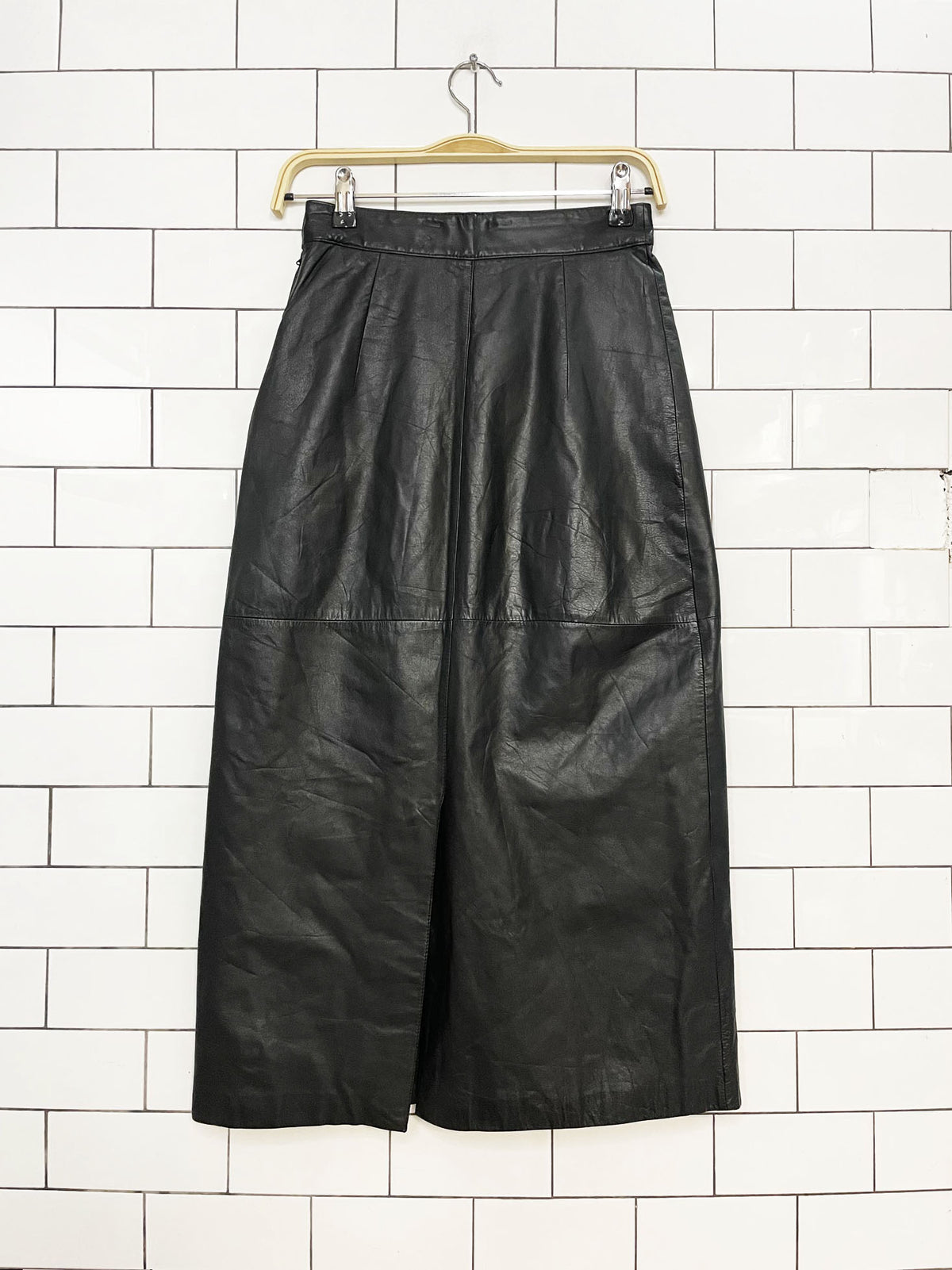 vintage leathers by tibor leather a-line midi skirt