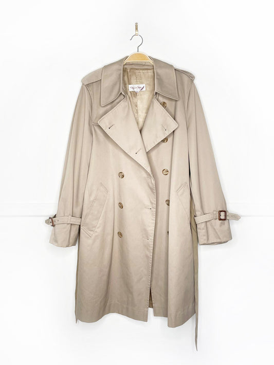 vintage 80s oscar de la renta heritage classic double breasted belted trench coat