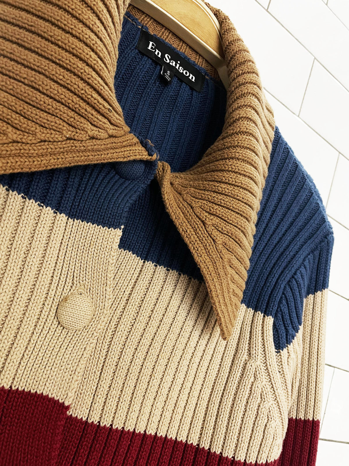 en saison elania knit crop boxy stripe cardigan | anthropologie