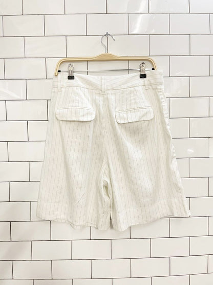 banana republic linen - blend pin stripe pleated long trouser short - good market thrift store