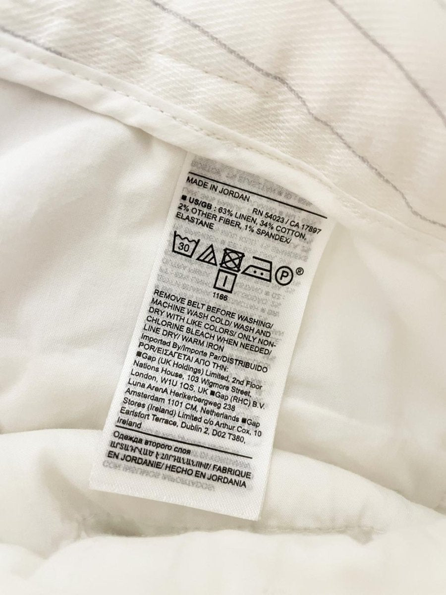 banana republic linen - blend pin stripe pleated long trouser short - good market thrift store