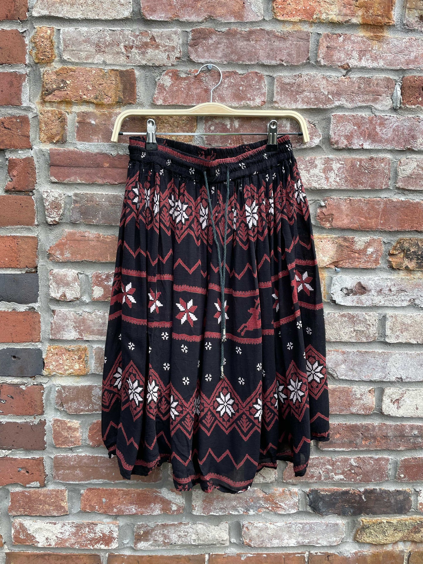 vintage boho deer + stars flowy mini skirt