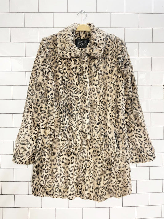 vintage 00s regal faux fur animal print snap button flare sleeve jacket - good market thrift store