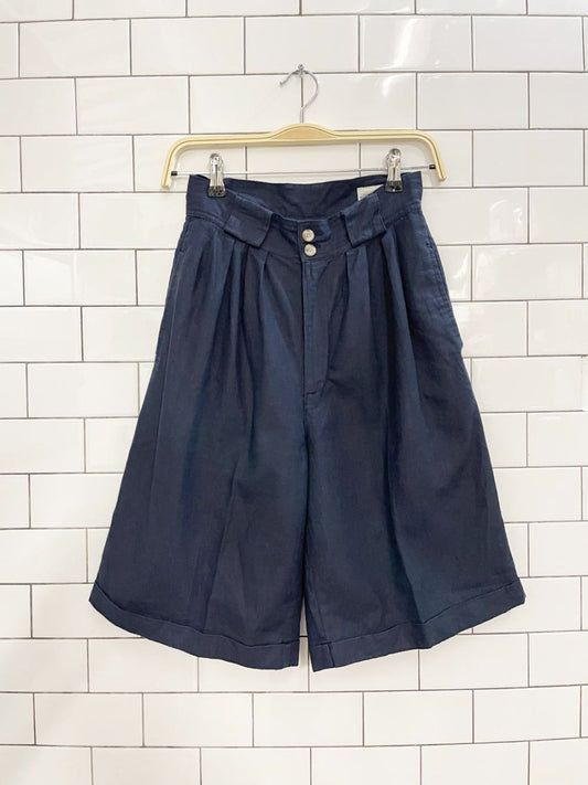 vintage 80s runaway bay ramie - blend pleated long trouser short - good market thrift store