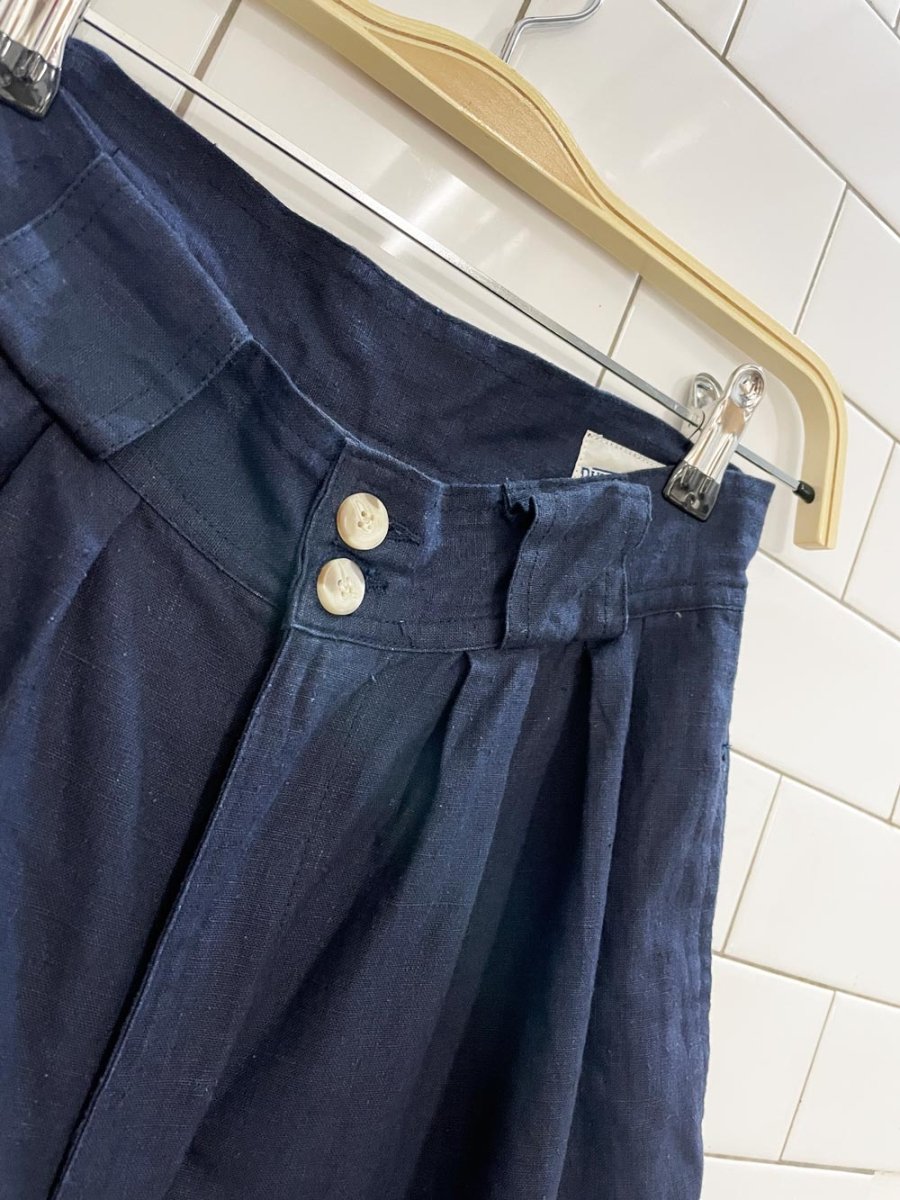 vintage 80s runaway bay ramie - blend pleated long trouser short - good market thrift store