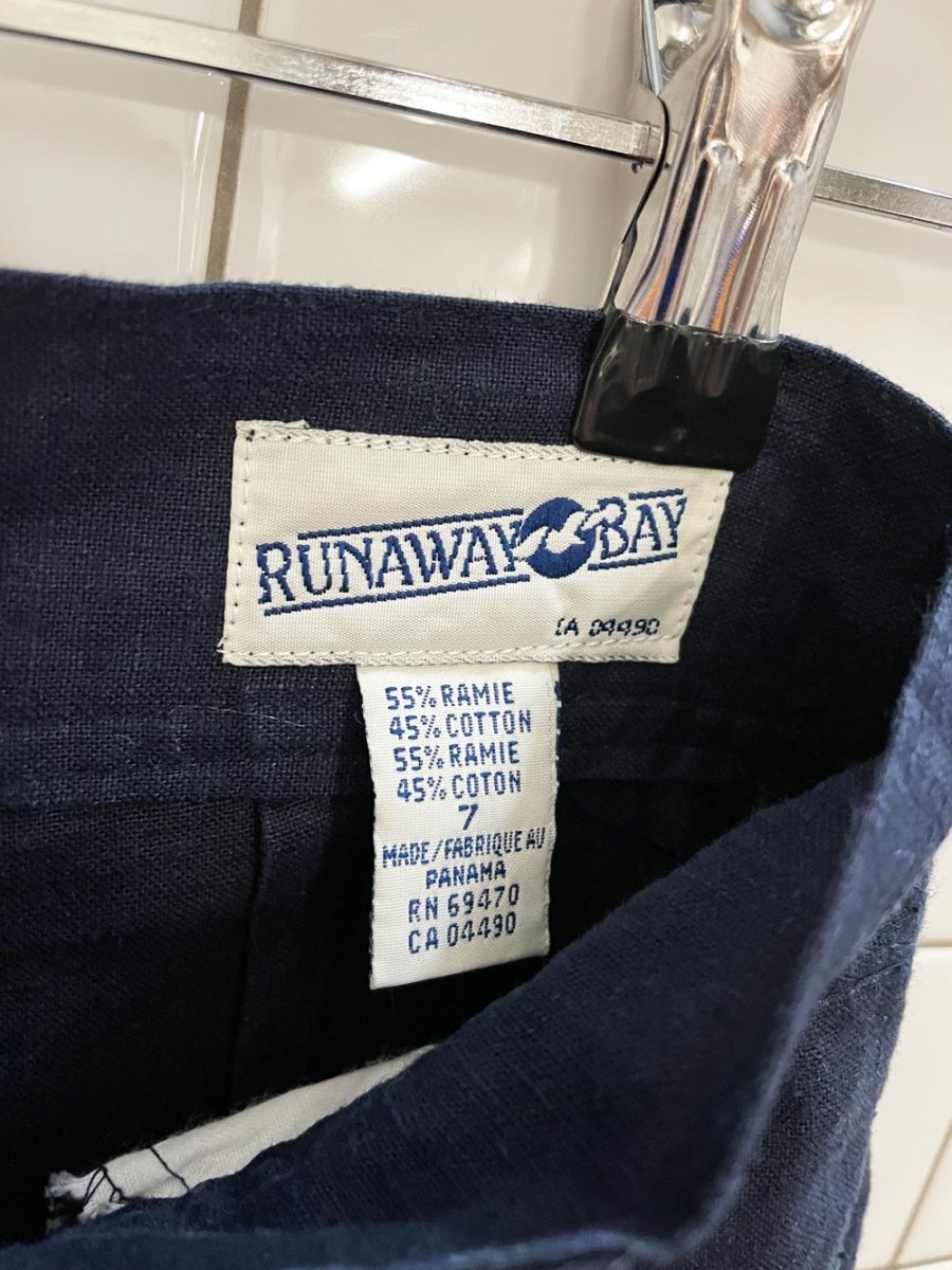 vintage 80s runaway bay ramie - blend pleated long trouser short - good market thrift store