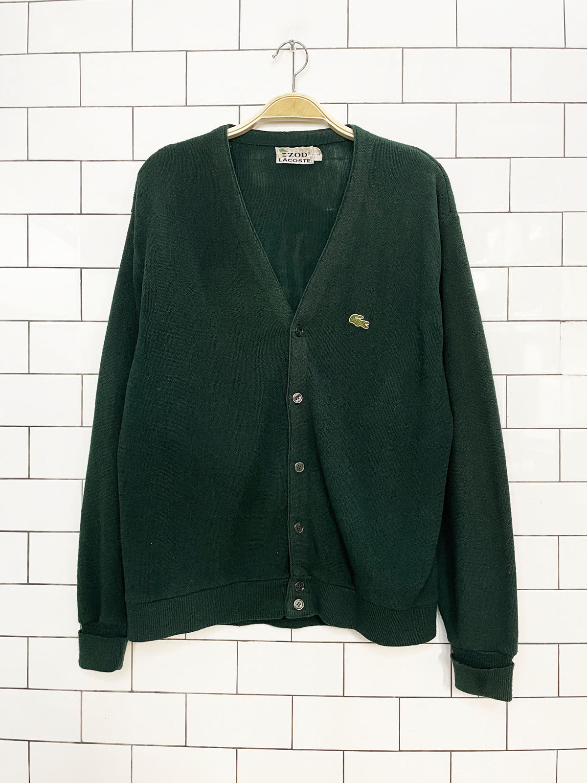 vintage 70s izod lacoste knit cardigan sweater