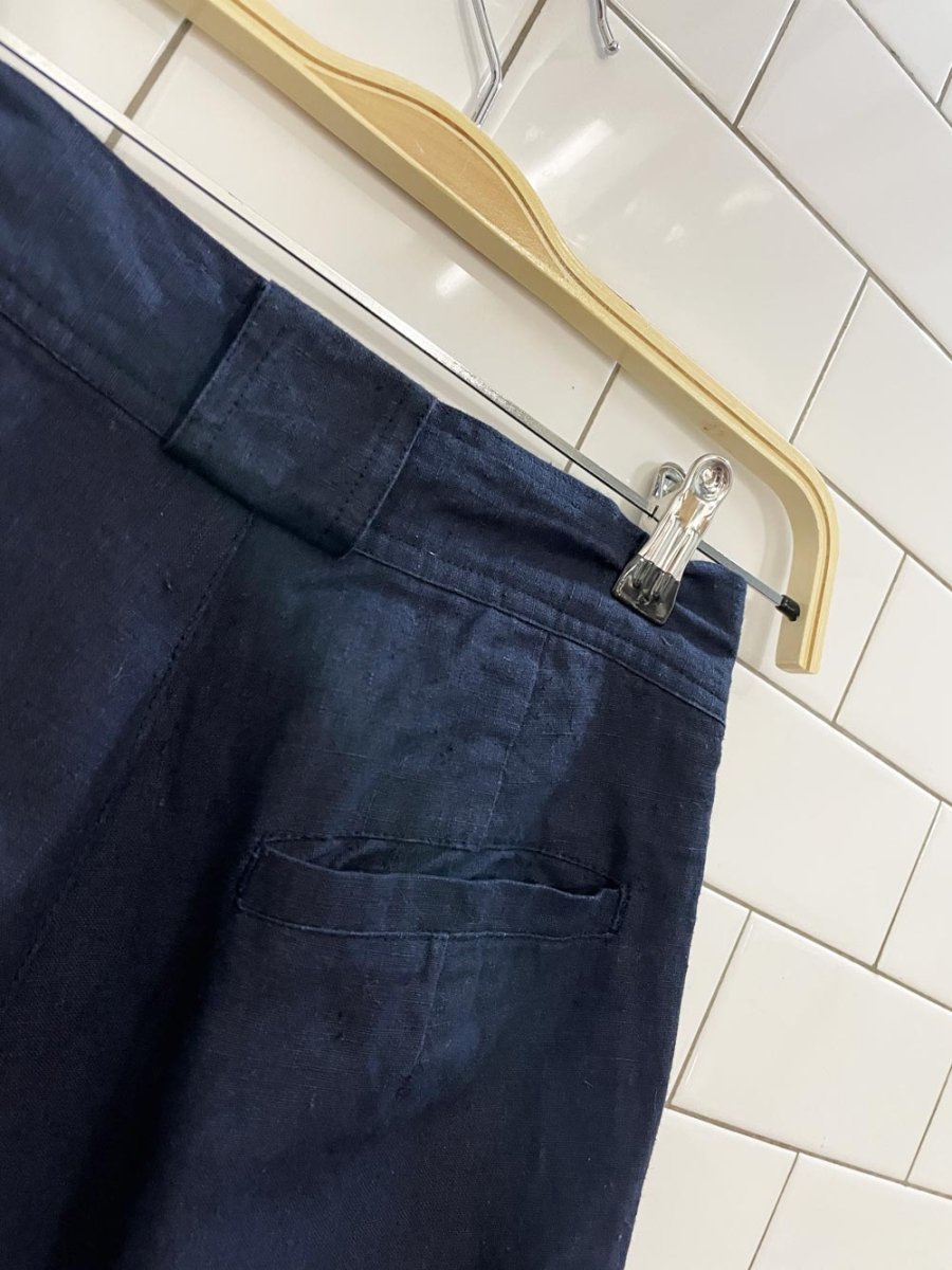 vintage 80s runaway bay ramie - blend pleated long trouser short - good market thrift store