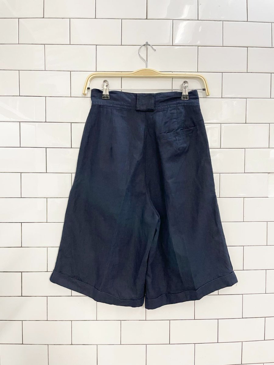 vintage 80s runaway bay ramie - blend pleated long trouser short - good market thrift store