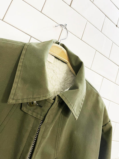 vintage surplus sherpa - lined hand - painted tiger army jacket | domtar | arctic - king - good market thrift store