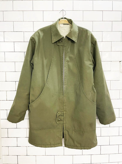 vintage surplus sherpa - lined hand - painted tiger army jacket | domtar | arctic - king - good market thrift store