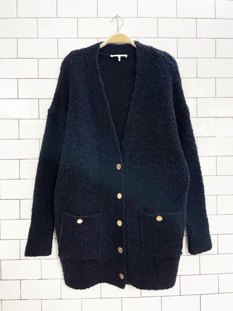 frame wool - alpaca boucle chunky knit boyfriend cardigan - good market thrift store