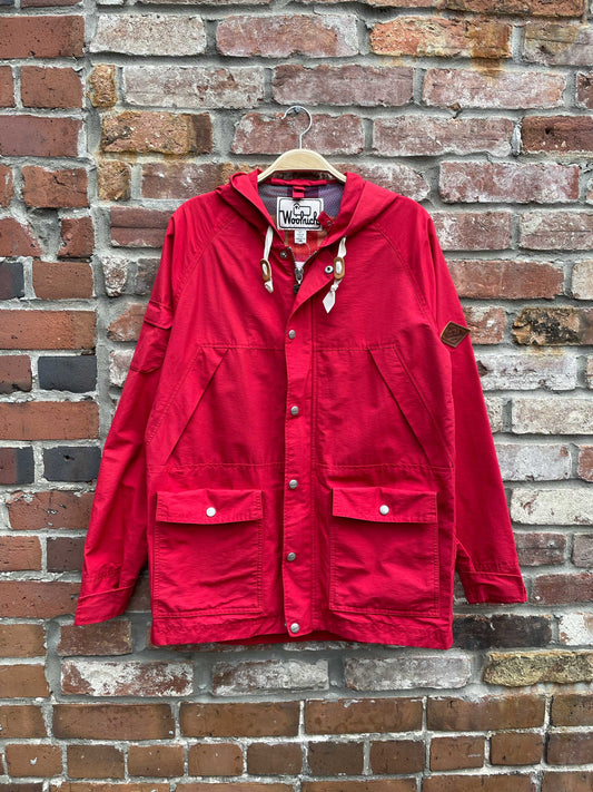 woolrich red hooded fall jacket