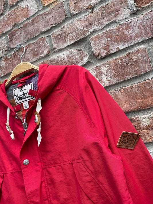 woolrich red hooded fall jacket