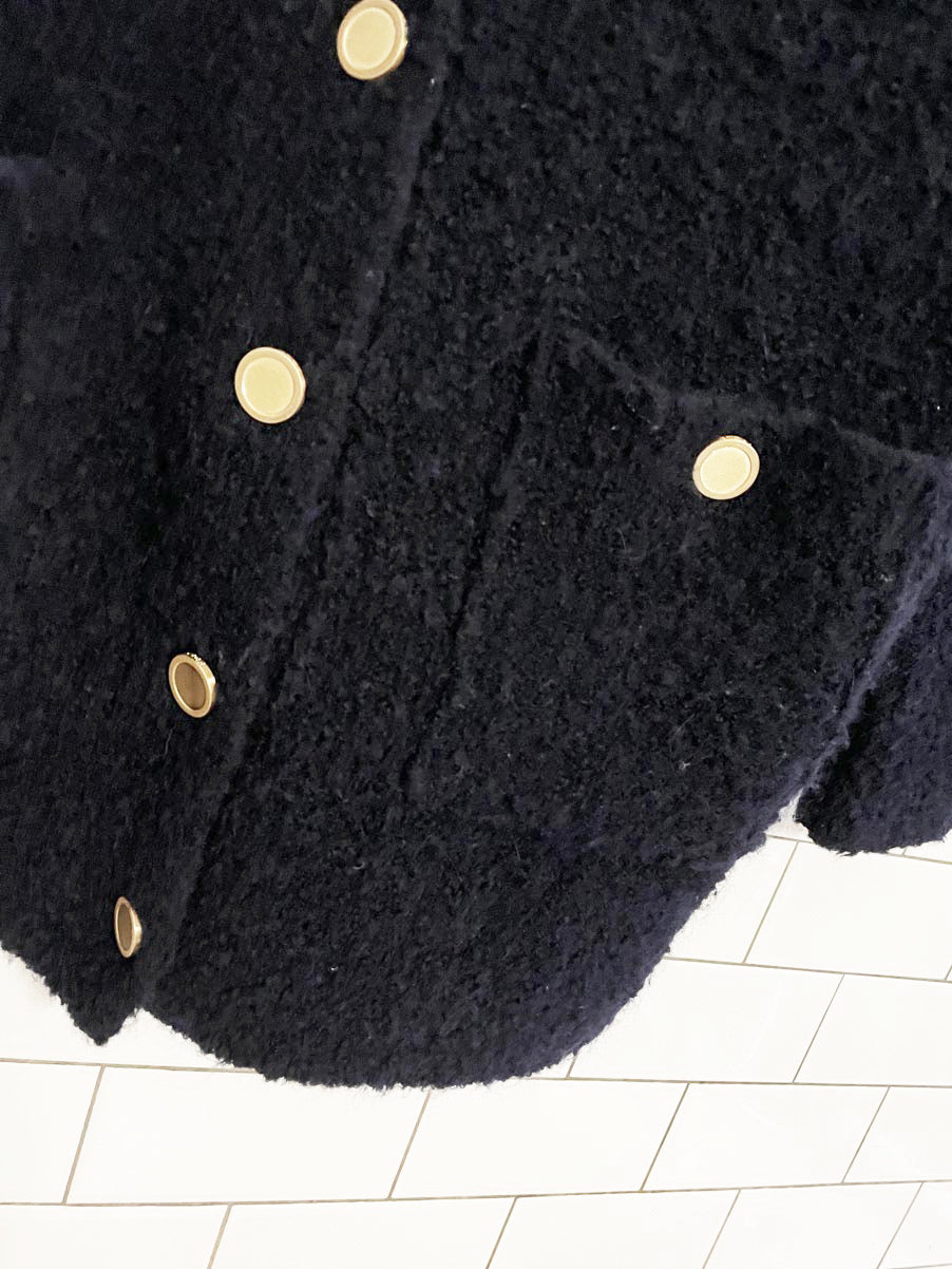 frame wool - alpaca boucle chunky knit boyfriend cardigan - good market thrift store