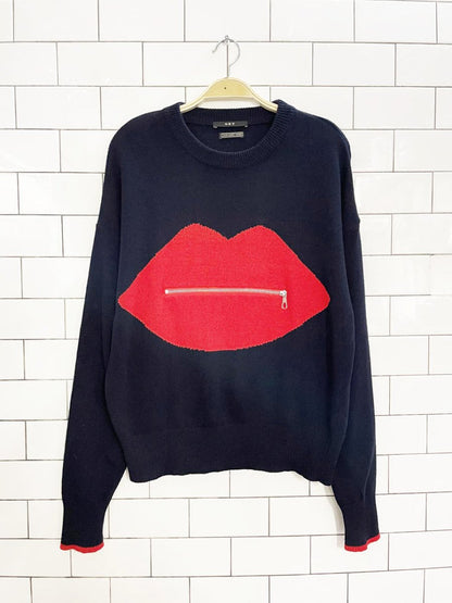 SET wool - cashmere zipped lips sweater | polyvore - good market thrift store