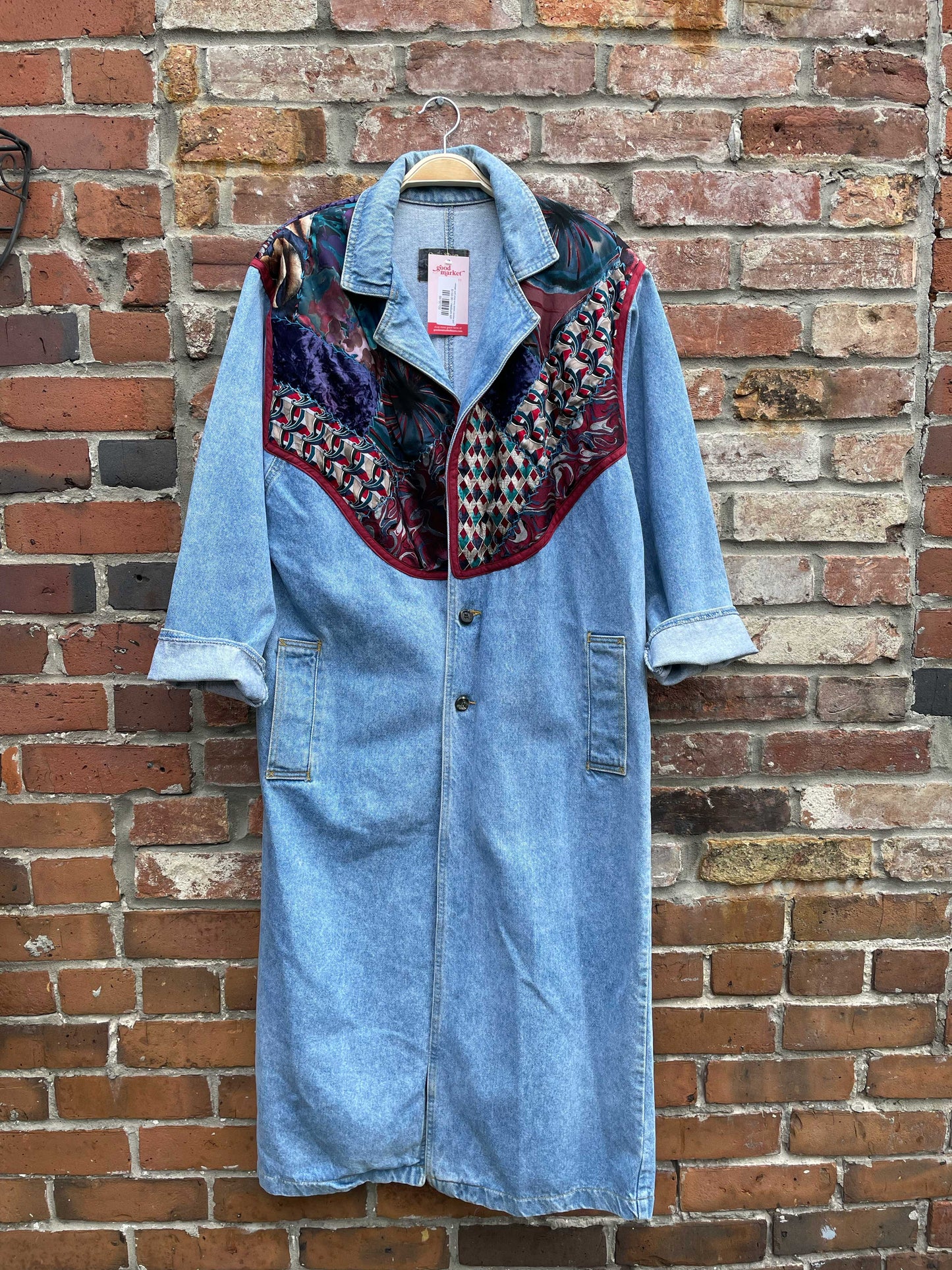 vintage quilt shop long denim rancher jacket