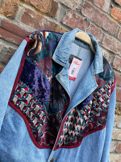 vintage quilt shop long denim rancher jacket