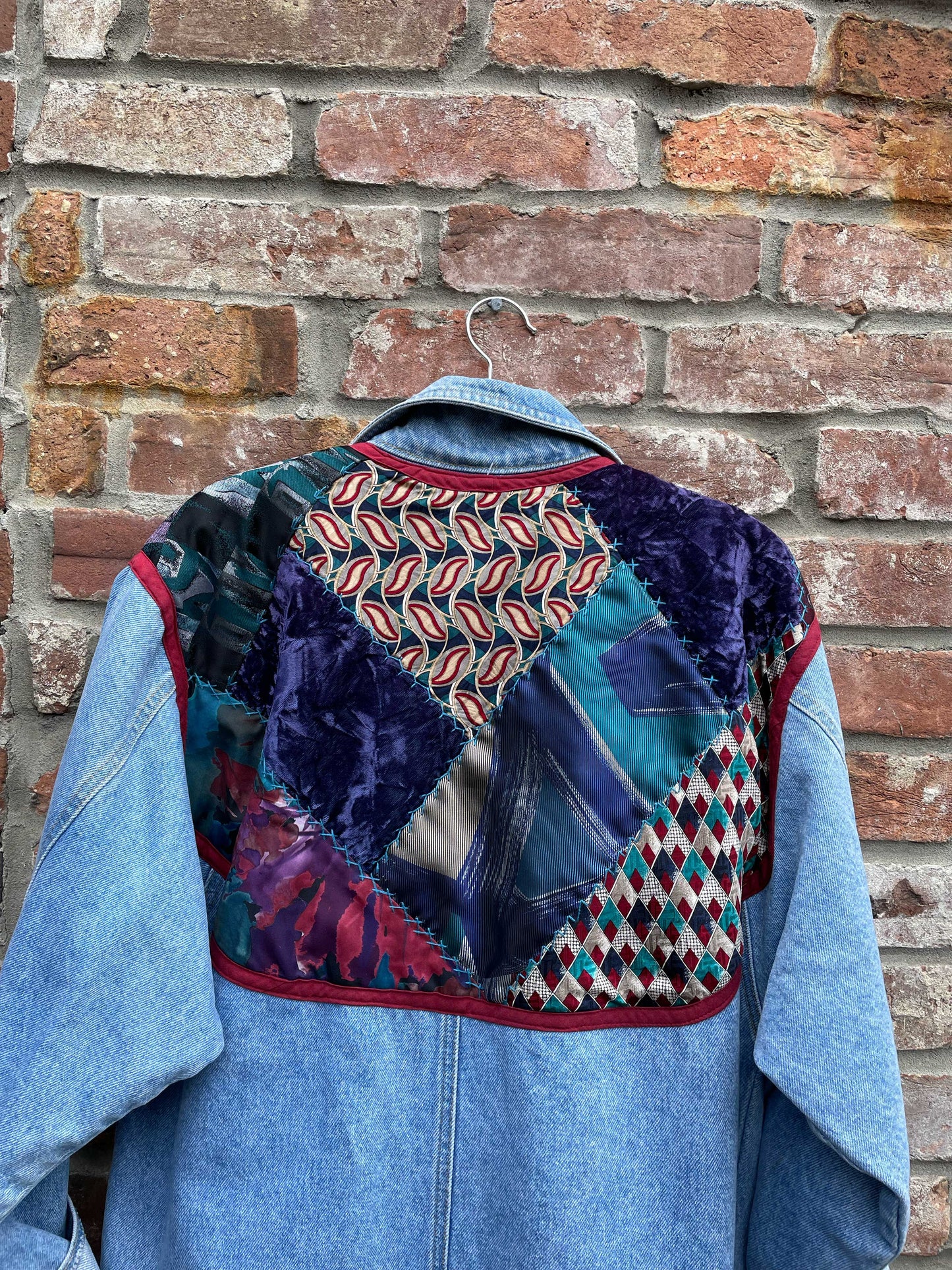vintage quilt shop long denim rancher jacket