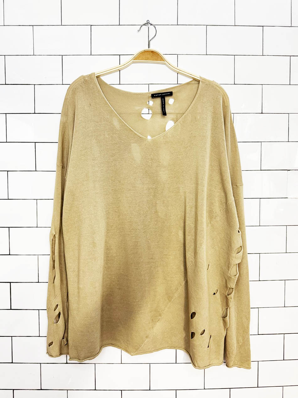 sarah pacini distressed long sleeve knit top | made in Italy