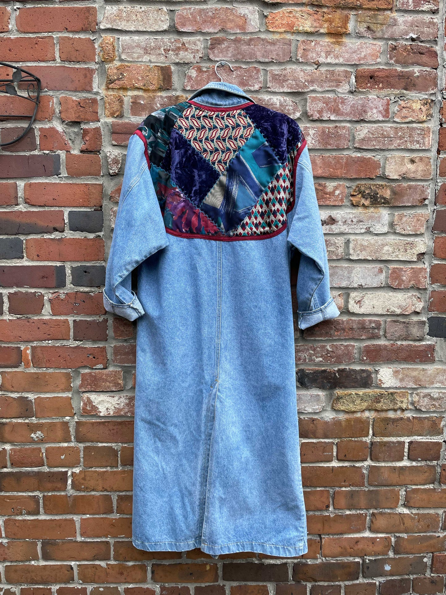 vintage quilt shop long denim rancher jacket