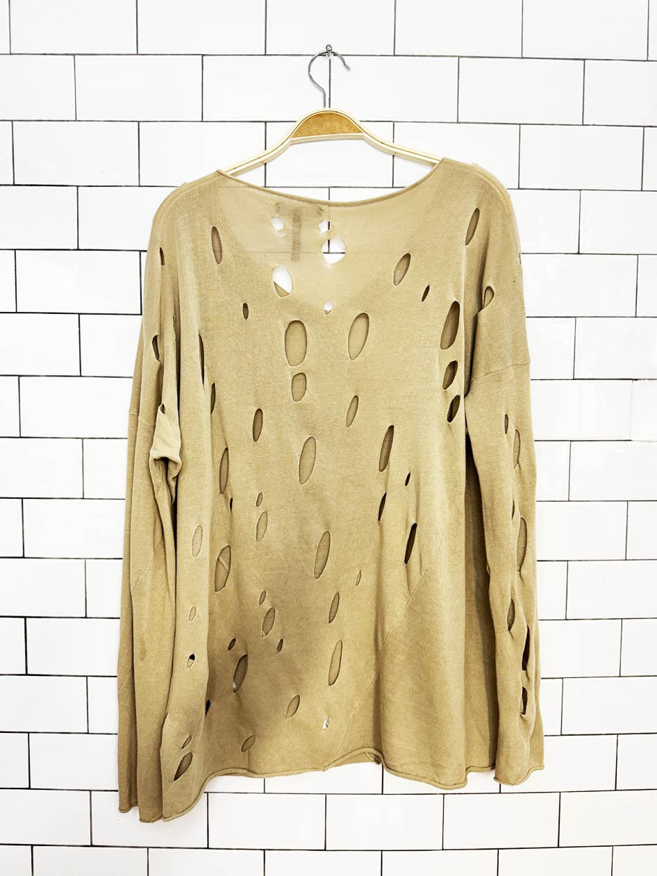 sarah pacini distressed long sleeve knit top | made in Italy