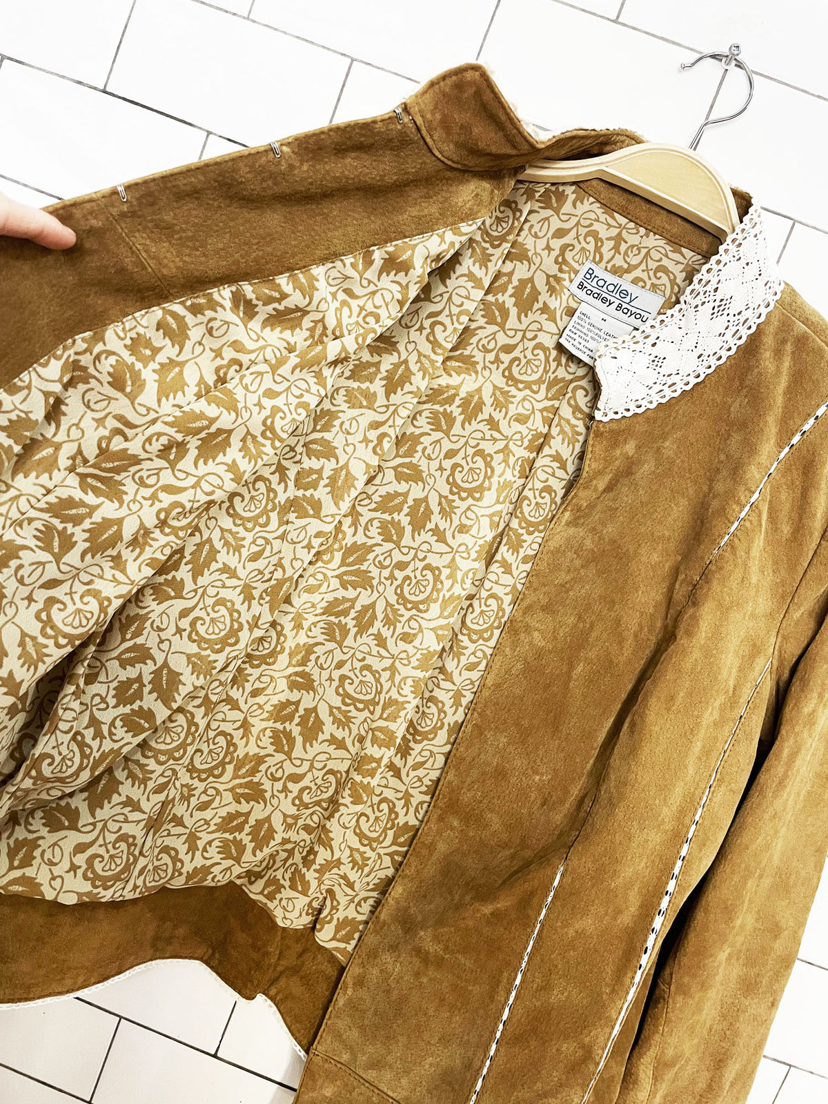 x2 vintage 00s bradley bayou suede crochet trim jacket + midi skirt | y2k
