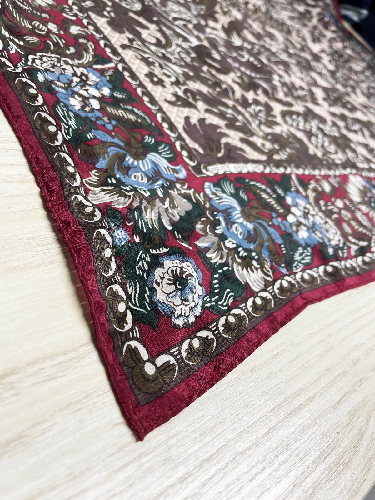 vintage 100% silk floral baroque xl square scarf