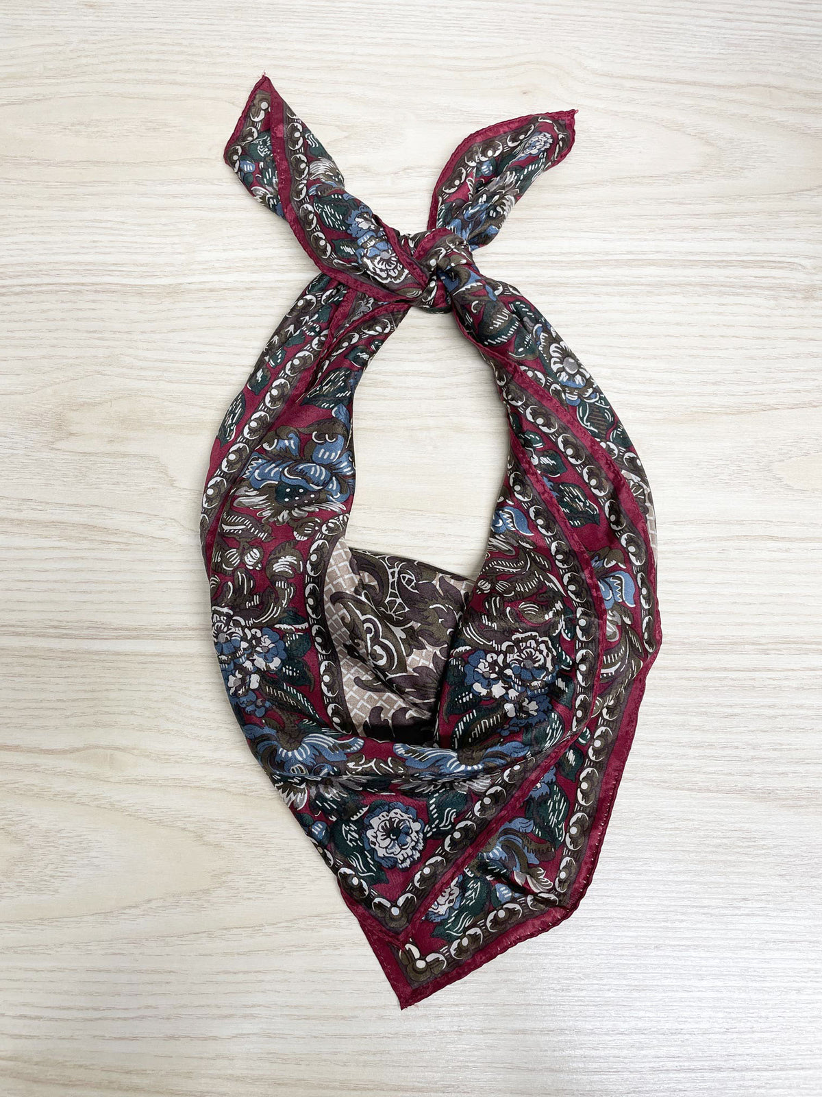 vintage 100% silk floral baroque xl square scarf