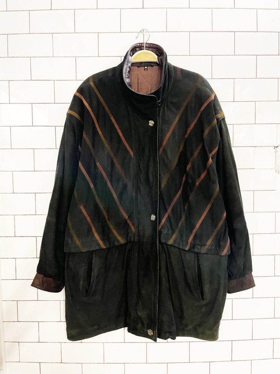 vintage 90s banjara lamb suede drawstring leather coat - good market thrift store