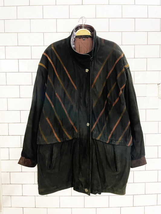 vintage 90s banjara lamb suede drawstring leather coat - good market thrift store