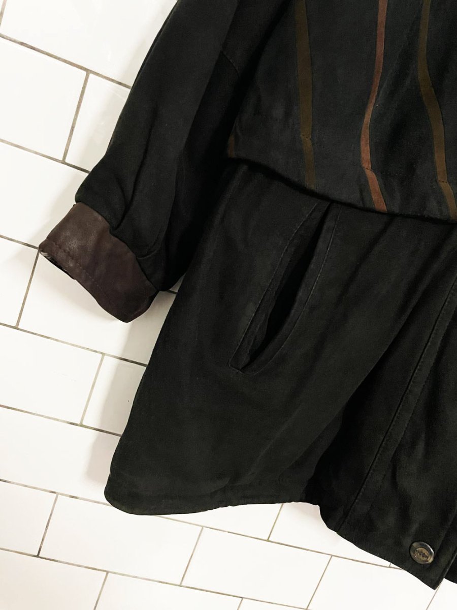 vintage 90s banjara lamb suede drawstring leather coat - good market thrift store
