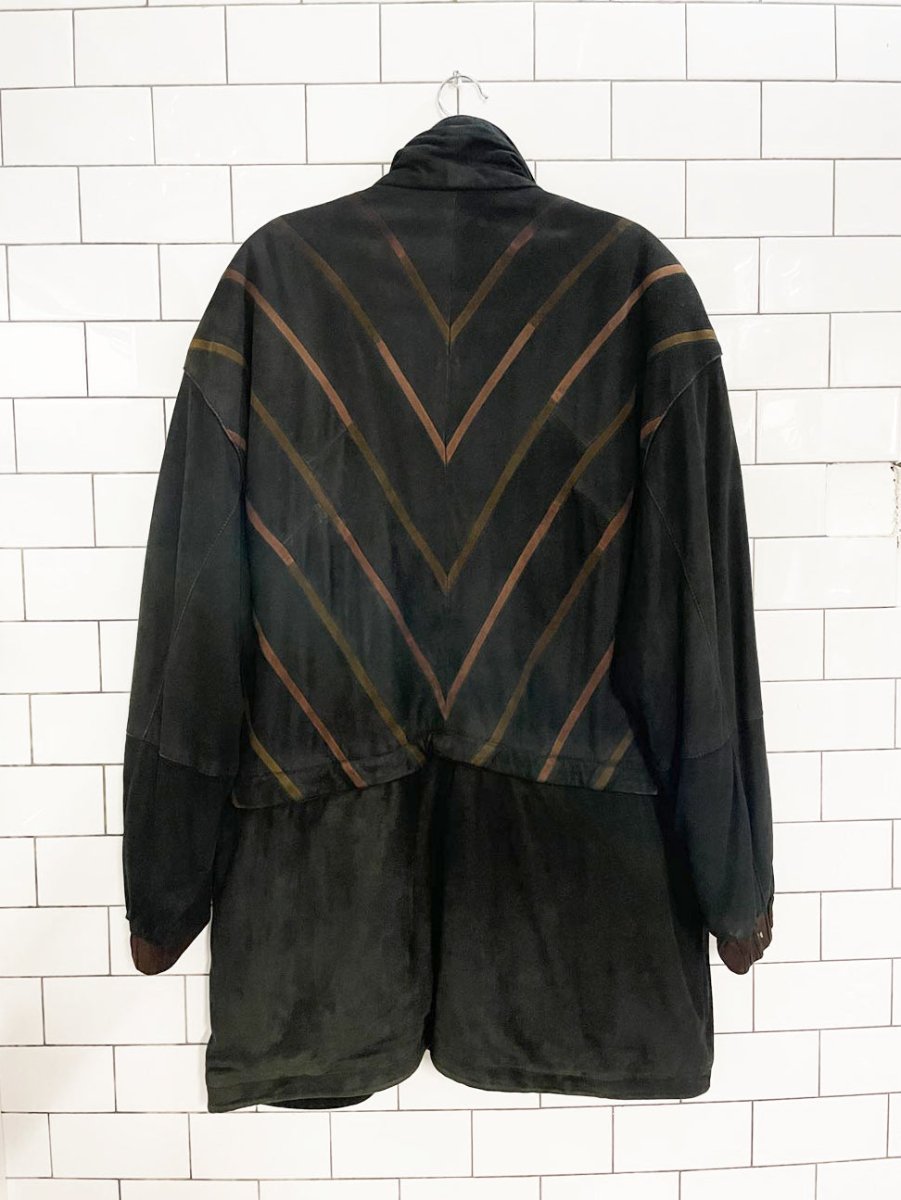 vintage 90s banjara lamb suede drawstring leather coat - good market thrift store